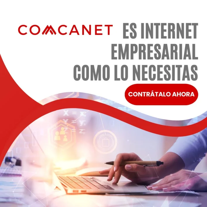 Internet Empresarial, persona trabajando en oficina con computadora- Comcanet